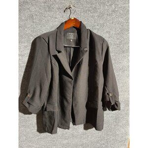 IRIS Los Angeles Blazer Womens Medium Black 3/4 Sleeve Open Front Jacket Work